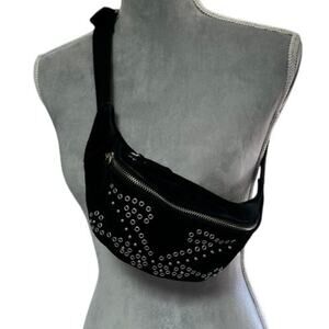 Urban Outfitters Black Suede Grommet Fanny Pack / Belt Bag – Black Suede